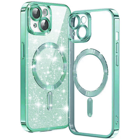 Husa de protectie Techsuit Luxury Glitter MagSafe compatibil cu iPhone 15 Plus, Verde Deschis