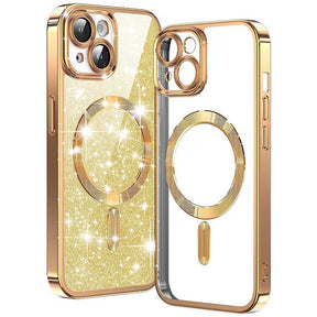 Husa de protectie Techsuit Luxury Glitter MagSafe compatibil cu iPhone 14 Plus, Auriu