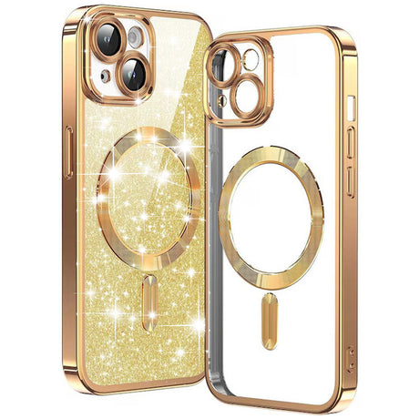 Husa de protectie Techsuit Luxury Glitter MagSafe compatibil cu iPhone 14 Plus, Auriu