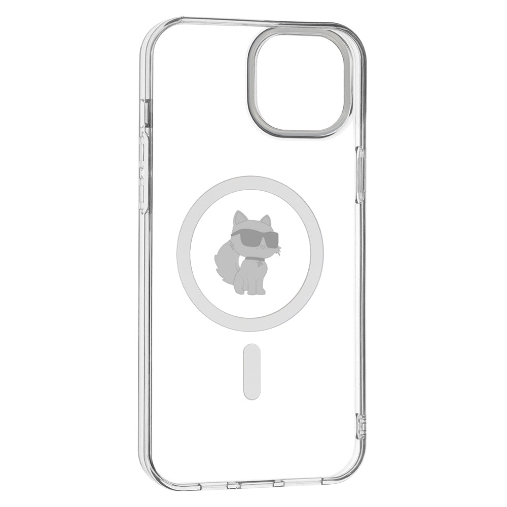 Husa de protectie Karl Lagerfeld IML MagSafe (KLHMP15MHFCCNOT) compatibil cu iPhone 15 Plus, Transparent Choupette