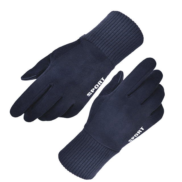 Techsuit Touchscreen Gloves Suede (ST0009), PU Leather, Plush Interior, Albastru