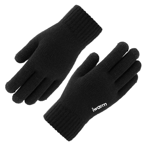 iWarm Touchscreen Gloves (ST0005), Double Layer and Velvet/Acrylic, Size 21cm, Negru