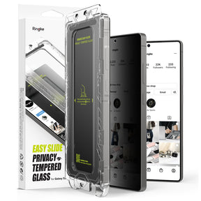 Folie de protectie Ringke Easy Slide Privacy Tempered Glass (set de 2) compatibil cu Samsung Galaxy S25 Ultra, Negru