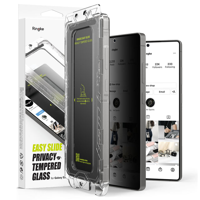 Folie de protectie Ringke Easy Slide Privacy Tempered Glass (set de 2) compatibil cu Samsung Galaxy S25 Ultra, Negru