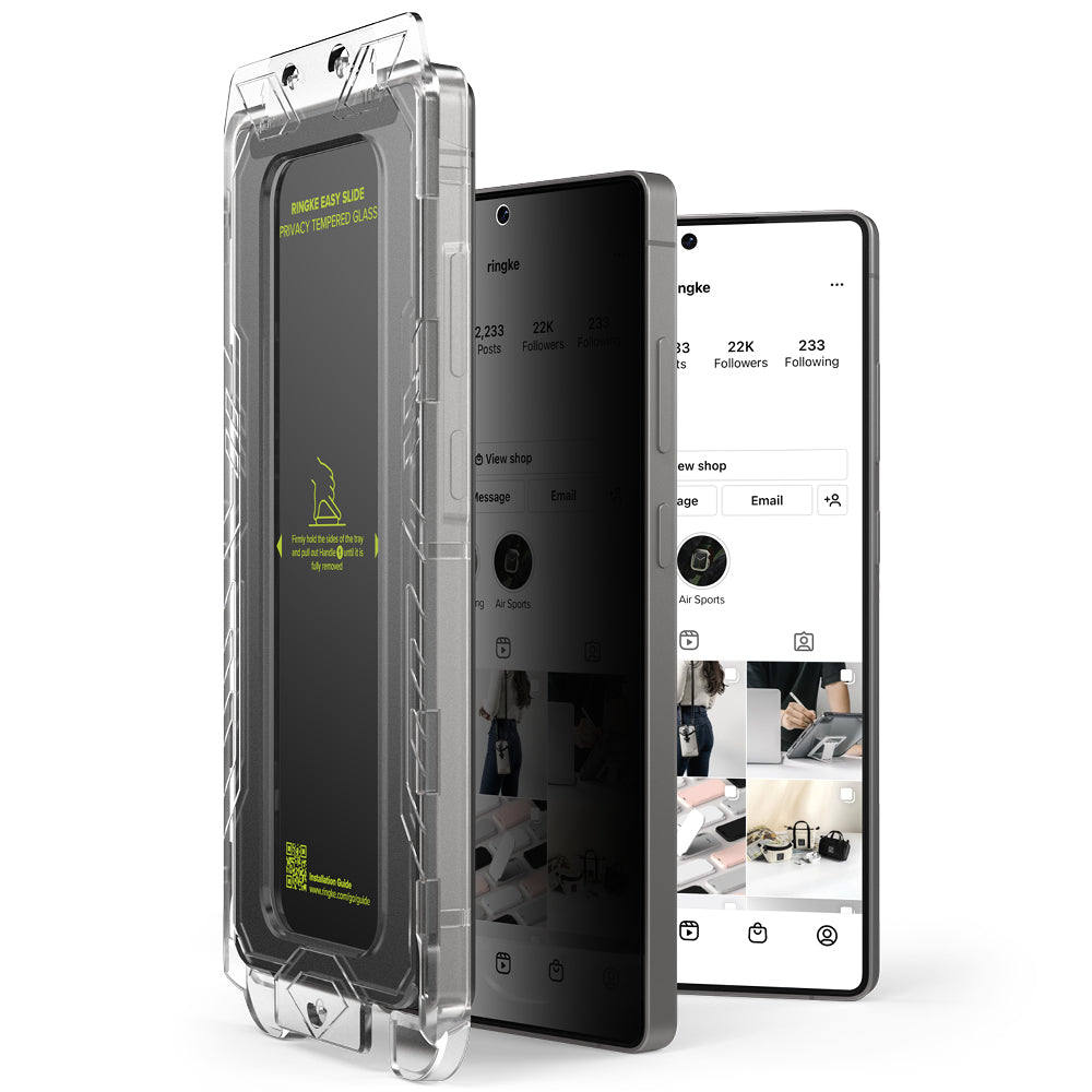 Folie de protectie Ringke Easy Slide Privacy Tempered Glass (set de 2) compatibil cu Samsung Galaxy S25 Ultra, Negru