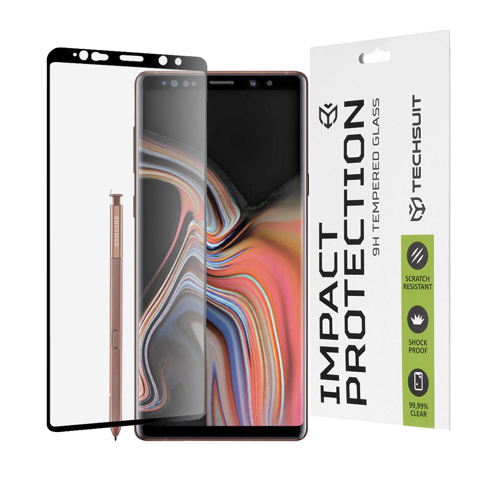 Folie de protectie Techsuit 111D Full Cover / Full Glue Glass / 3D Curved Screen compatibil cu Samsung Galaxy Note 9, Negru