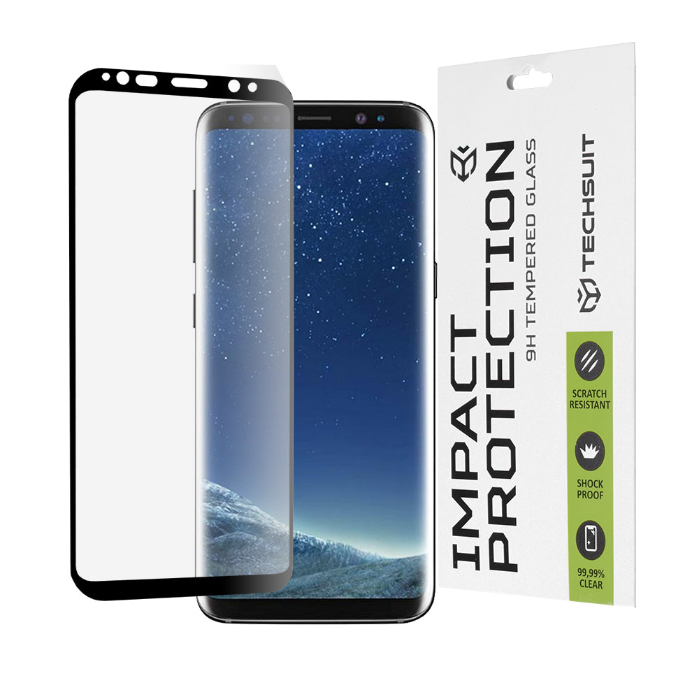 Folie de protectie Techsuit 111D Full Cover / Full Glue Glass / 3D Curved Screen compatibil cu Samsung Galaxy S8, Negru