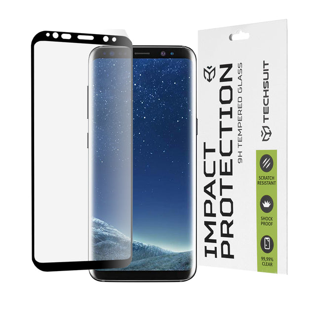 Folie de protectie Techsuit 111D Full Cover / Full Glue Glass / 3D Curved Screen compatibil cu Samsung Galaxy S8, Negru