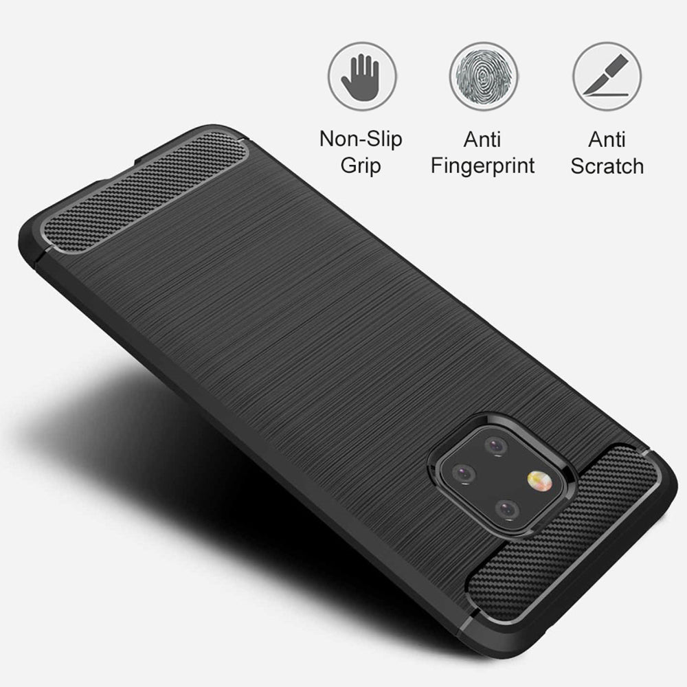 Husa de protectie Techsuit Carbon Silicone compatibil cu Huawei Mate 20 Pro, Negru