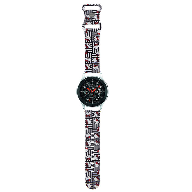 Curea smartwatch Hello Kitty Strap Silicone Heads & Stripes (HKUWLSDIESK)-Samsung Watch (46mm)/Watch 3, Huawei Watch GT 2/GT 3 (46mm)- Black