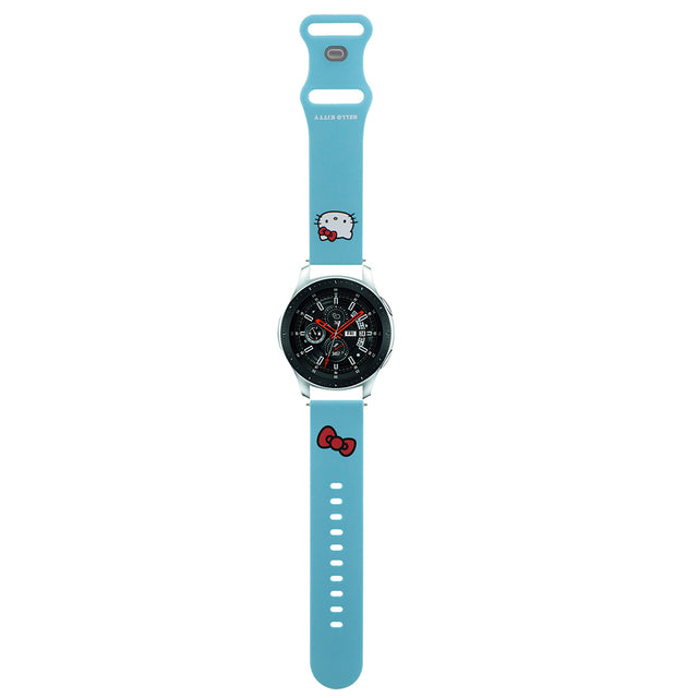 Curea smartwatch Hello Kitty Strap Silicone Kitty Head (HKUWLSCHBLB) compatibil cu Samsung Watch (46mm)/Watch 3, Huawei Watch GT 2/GT 3 (46mm), Albastru