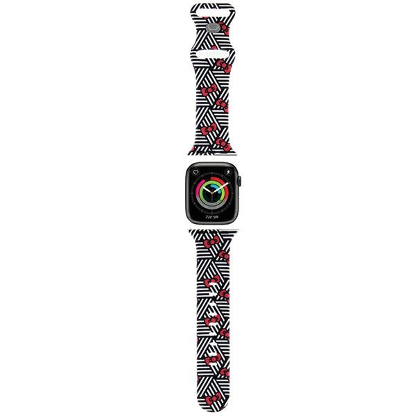 Curea smartwatch Hello Kitty Strap Silicone Bows & Stripes (HKAWMSDIEZK) compatibil cu Apple Watch 1/2/3/4/5/6/7/8/9/10/SE/SE 2 (38/40/41/42mm), Negru