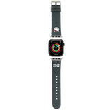 Curea smartwatch Hello Kitty Strap Leather Kitty Head (HKAWMPGKHK) compatibil cu Apple Watch 1/2/3/4/5/6/7/8/9/10/SE/SE 2 (38/40/41/42mm), Negru