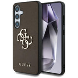 Husa de protectie Guess Hardcase 4G Grained Big and Classic Logo (GUHCS25SPGT4MBW) compatibil cu Samsung Galaxy S25, Maro