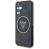 Husa de protectie Guess IML Metal Glitter 4G Circle Triangle MagSafe (GUHMS25SHG4PRTGK) compatibil cu Samsung Galaxy S25, Negru