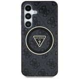 Husa de protectie Guess IML Metal Glitter 4G Circle Triangle MagSafe (GUHMS25SHG4PRTGK) compatibil cu Samsung Galaxy S25, Negru
