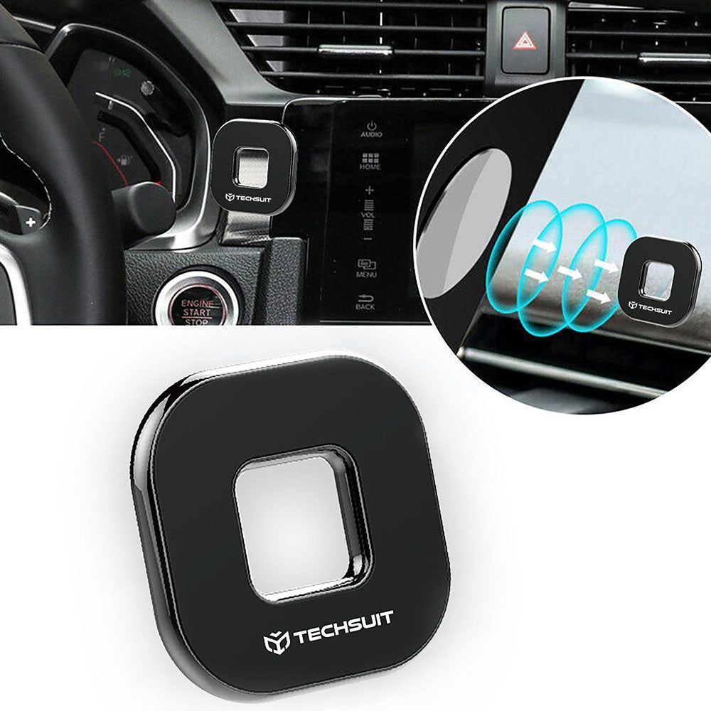 Suport Techsuit Phone Tiny Series (HOLD210), Dashboard Magnetic Grip, Multipurpose Use, Quadrilateral, 2 Metal Plates, Negru