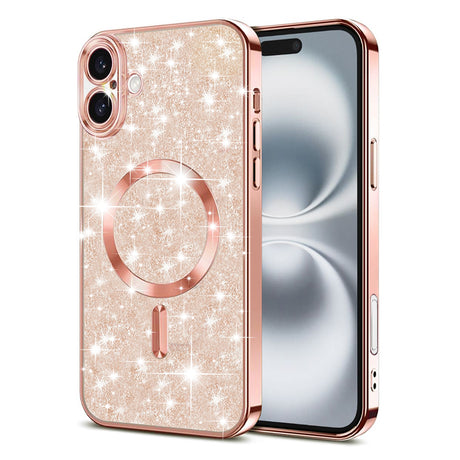 Husa de protectie Techsuit Luxury Glitter MagSafe compatibil cu iPhone 16 Plus, Roz Auriu