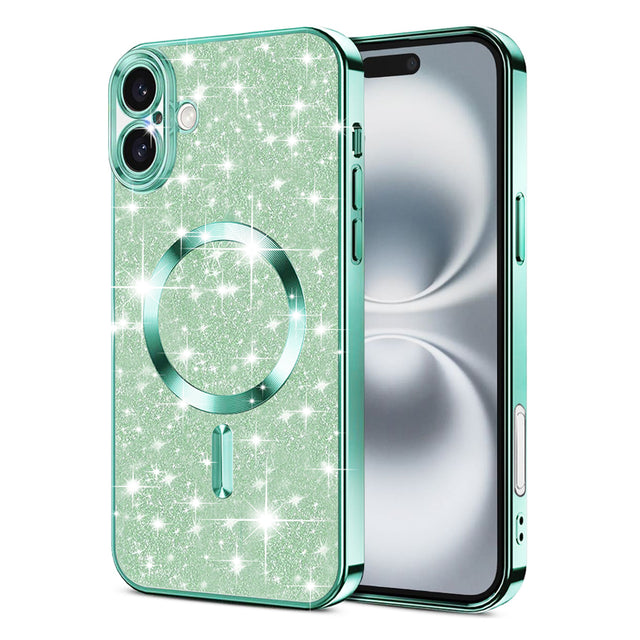 Husa de protectie Techsuit Luxury Glitter MagSafe compatibil cu iPhone 16 Plus, Verde Deschis