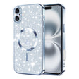Husa de protectie Techsuit Luxury Glitter MagSafe compatibil cu iPhone 16 Plus, Albastru Deschis