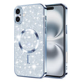 Husa de protectie Techsuit Luxury Glitter MagSafe compatibil cu iPhone 16 Plus, Albastru Deschis