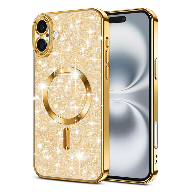 Husa de protectie Techsuit Luxury Glitter MagSafe compatibil cu iPhone 16 Plus, Auriu