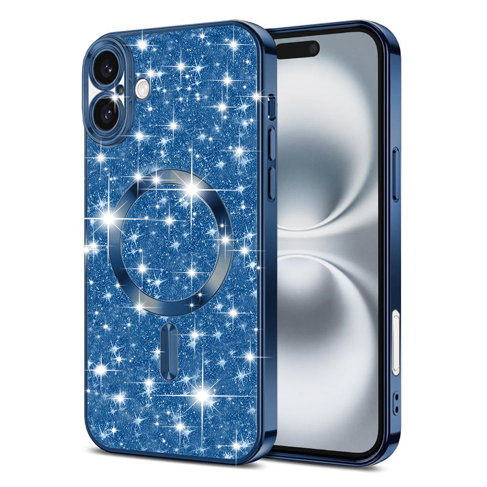 Husa de protectie Techsuit Luxury Glitter MagSafe compatibil cu iPhone 16 Plus, Albastru Inchis