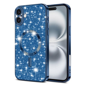 Husa de protectie Techsuit Luxury Glitter MagSafe compatibil cu iPhone 16 Plus, Albastru Inchis