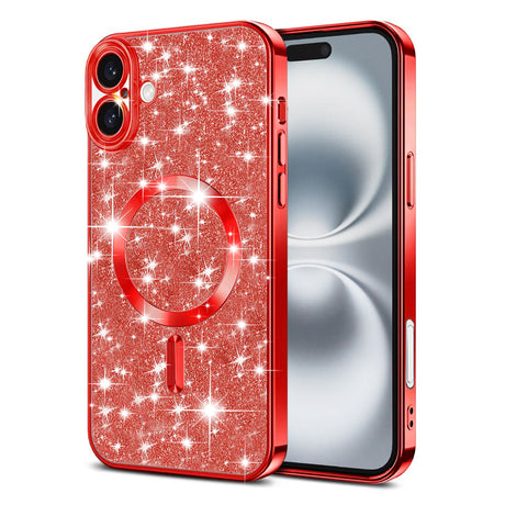 Husa de protectie Techsuit Luxury Glitter MagSafe compatibil cu iPhone 16 Plus, Rosu