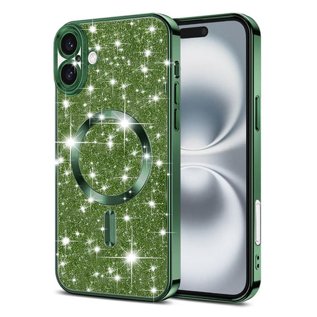 Husa de protectie Techsuit Luxury Glitter MagSafe compatibil cu iPhone 16 Plus, Deep Green