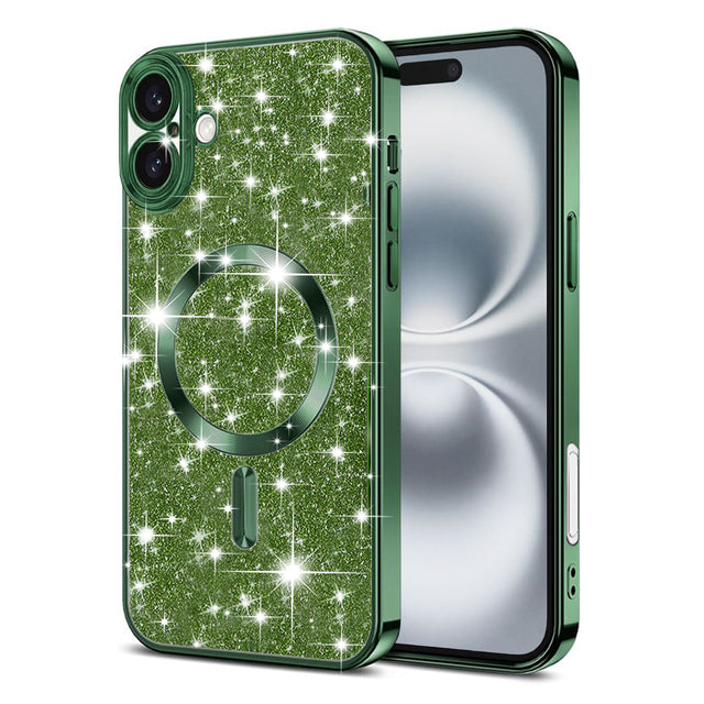 Husa de protectie Techsuit Luxury Glitter MagSafe compatibil cu iPhone 16 Plus, Deep Green