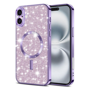 Husa de protectie Techsuit Luxury Glitter MagSafe compatibil cu iPhone 16, Mov Deschis