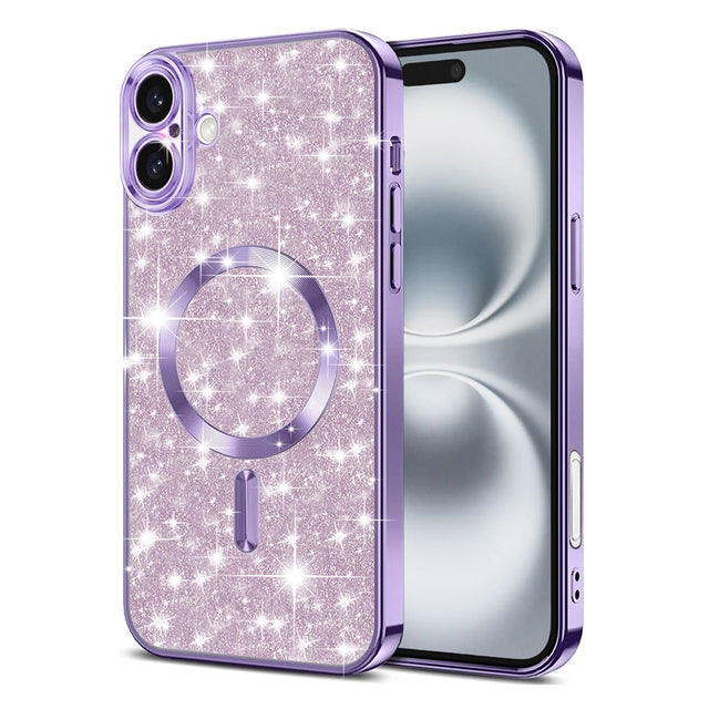Husa de protectie Techsuit Luxury Glitter MagSafe compatibil cu iPhone 16, Mov Deschis