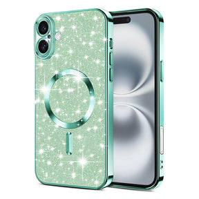 Husa de protectie Techsuit Luxury Glitter MagSafe compatibil cu iPhone 16, Verde Deschis
