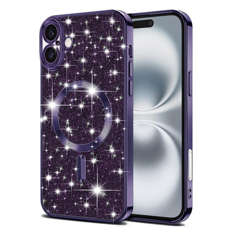Husa de protectie Techsuit Luxury Glitter MagSafe compatibil cu iPhone 16, Mov Inchis
