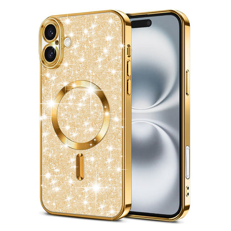 Husa de protectie Techsuit Luxury Glitter MagSafe compatibil cu iPhone 16, Auriu
