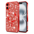 Husa de protectie Techsuit Luxury Glitter MagSafe compatibil cu iPhone 16, Rosu