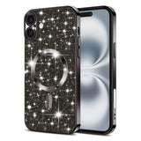 Husa de protectie Techsuit Luxury Glitter MagSafe compatibil cu iPhone 16, Negru