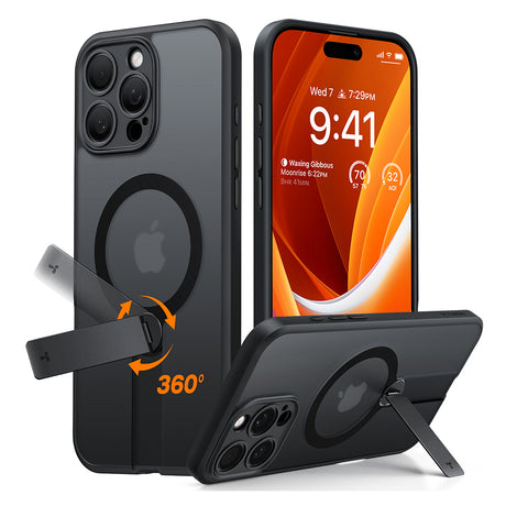 Husa de protectie Torras Pstand Spin MagSafe compatibil cu iPhone 16 Pro Max, Negru
