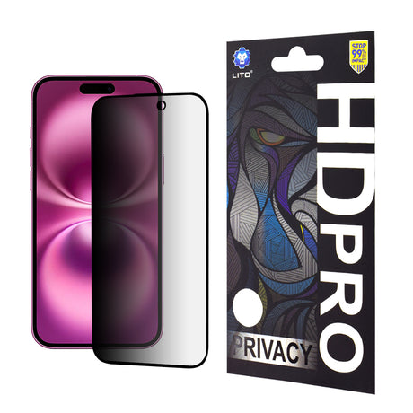 Folie de protectie Lito HD Pro Privacy compatibil cu iPhone 16 Plus, Negru