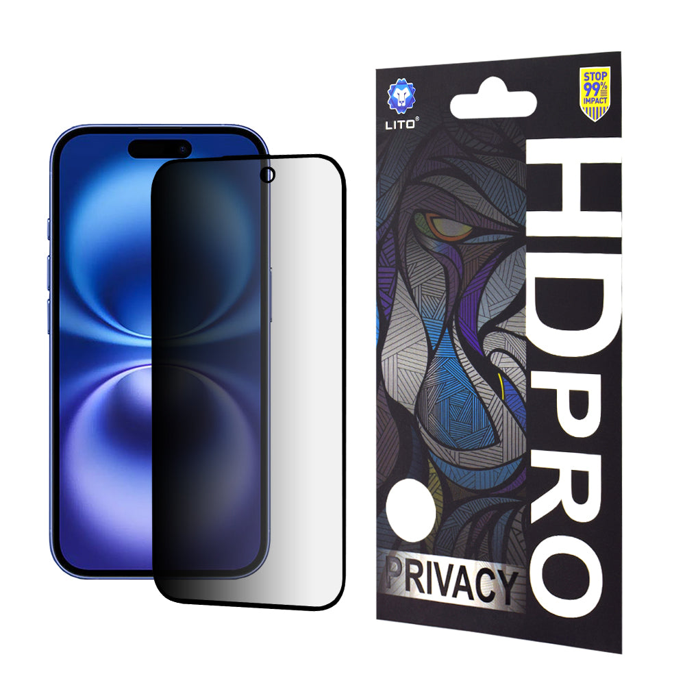 Folie de protectie Lito HD Pro Privacy compatibil cu iPhone 16, Negru
