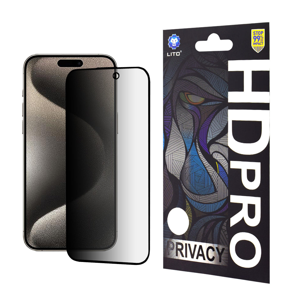 Folie de protectie Lito HD Pro Privacy compatibil cu iPhone 15 Pro Max, Negru