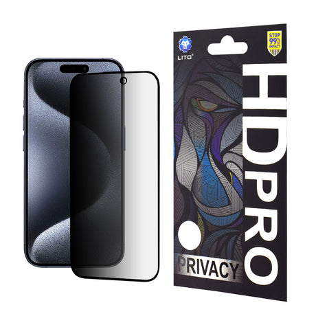 Folie de protectie Lito HD Pro Privacy compatibil cu iPhone 15 Pro, Negru