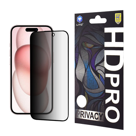 Folie de protectie Lito HD Pro Privacy compatibil cu iPhone 15, Negru