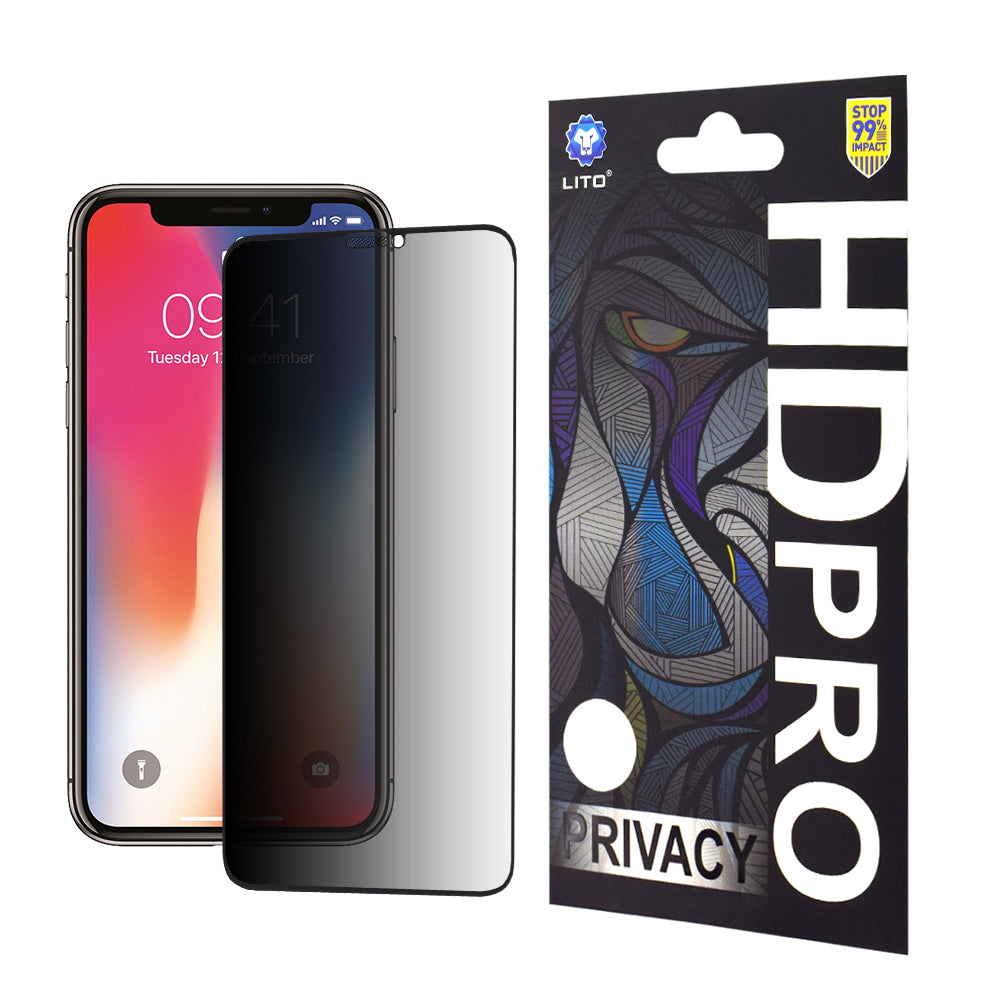 Folie de protectie Lito HD Pro Privacy compatibil cu iPhone X / iPhone XS / iPhone 11 Pro, Negru