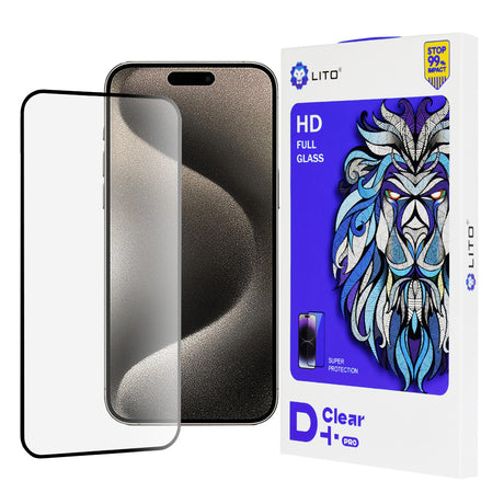 Folie de protectie Lito D+ Pro Clear compatibil cu iPhone 15 Pro Max, Negru