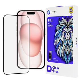 Folie de protectie Lito D+ Pro Clear compatibil cu iPhone 15, Negru