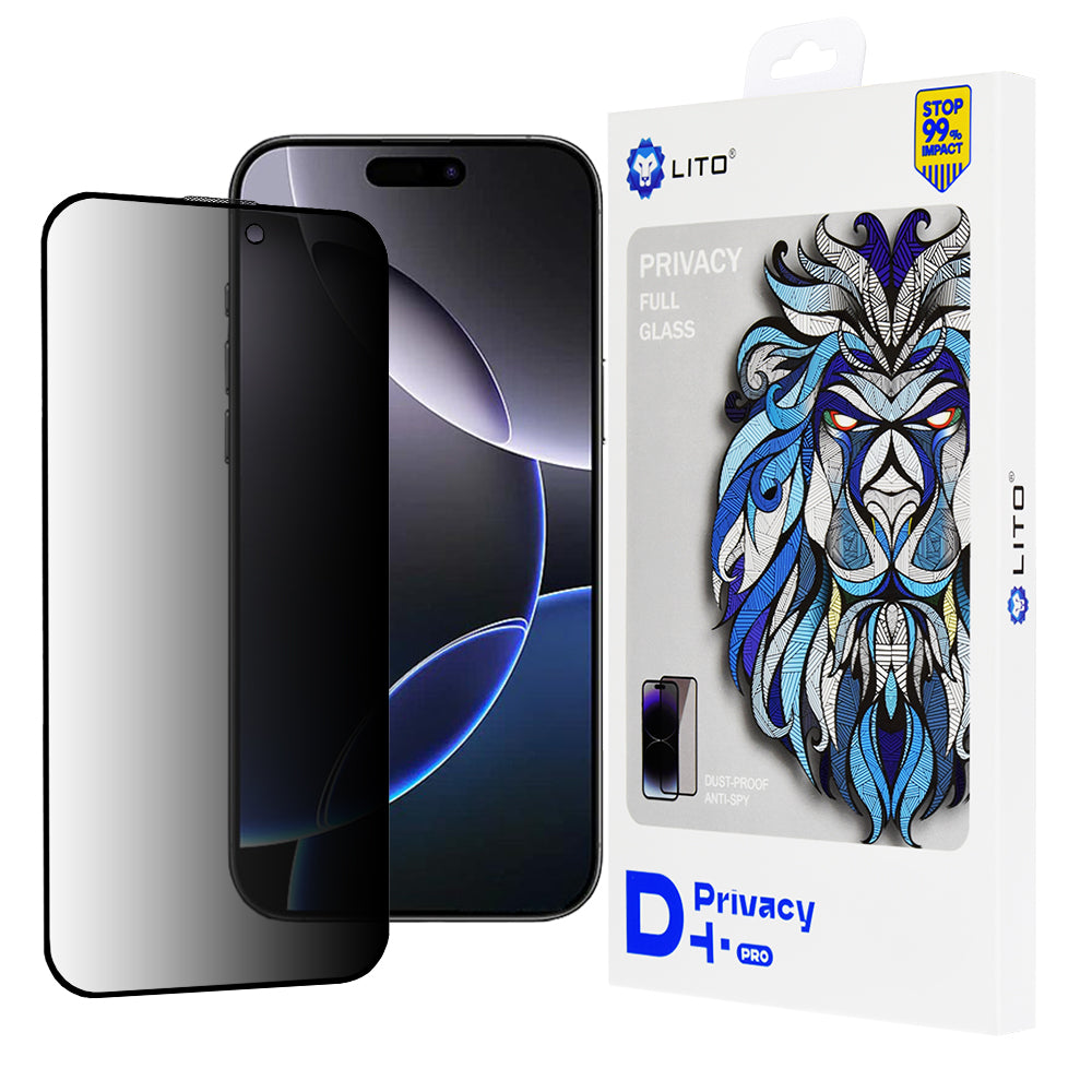 Folie de protectie Lito D+ Pro Privacy compatibil cu iPhone 16 Pro Max, Negru