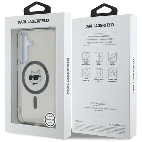 Husa de protectie Karl Lagerfeld IML MagSafe (KLHMS25SHLSCHK) compatibil cu Samsung Galaxy S25, Choupette`s Head