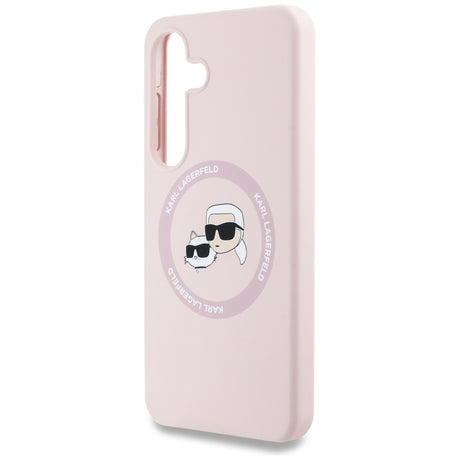 Husa de protectie Karl Lagerfeld Silicone Double Heads MagSafe (KLHMS25MSKCHTCP) compatibil cu Samsung Galaxy S25 Plus, Roz